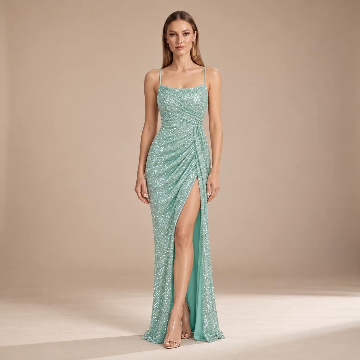 Amélie Mint Sequin Gown (1)