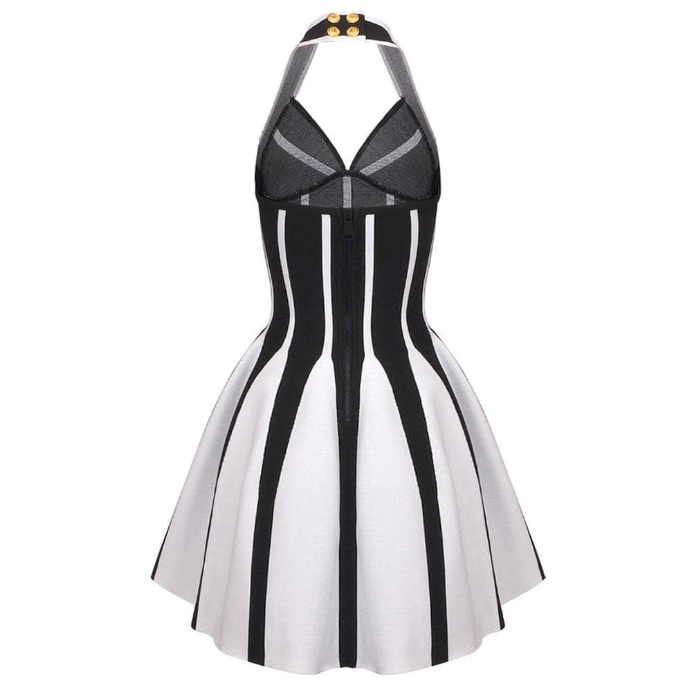 Črno-bela elegantna halter obleka Acsa Črno-bela elegantna halter obleka Acsa