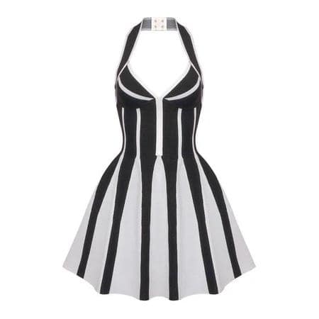 Črno-bela elegantna halter obleka Acsa Črno-bela elegantna halter obleka Acsa