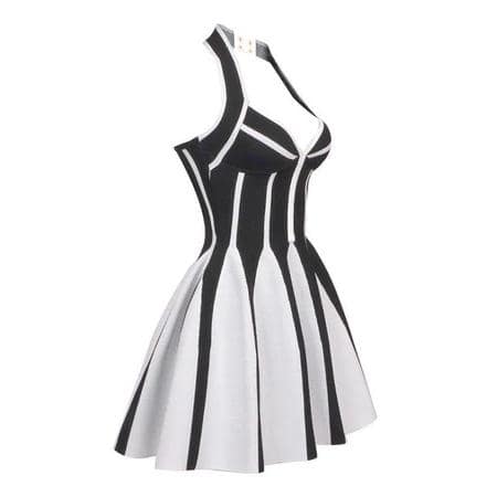 Črno-bela elegantna halter obleka Acsa Črno-bela elegantna halter obleka Acsa